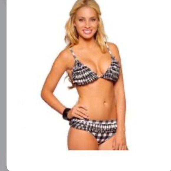 Beach Joy Blk Flouncy Ruffle Halter String Bikini - Picture 1 of 8